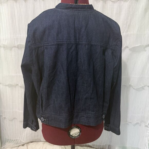 Lucky Brand Denim Cropped Bomber Blazer Women’s XL True Ingigo Capsule Wardrobe - Picture 4 of 12